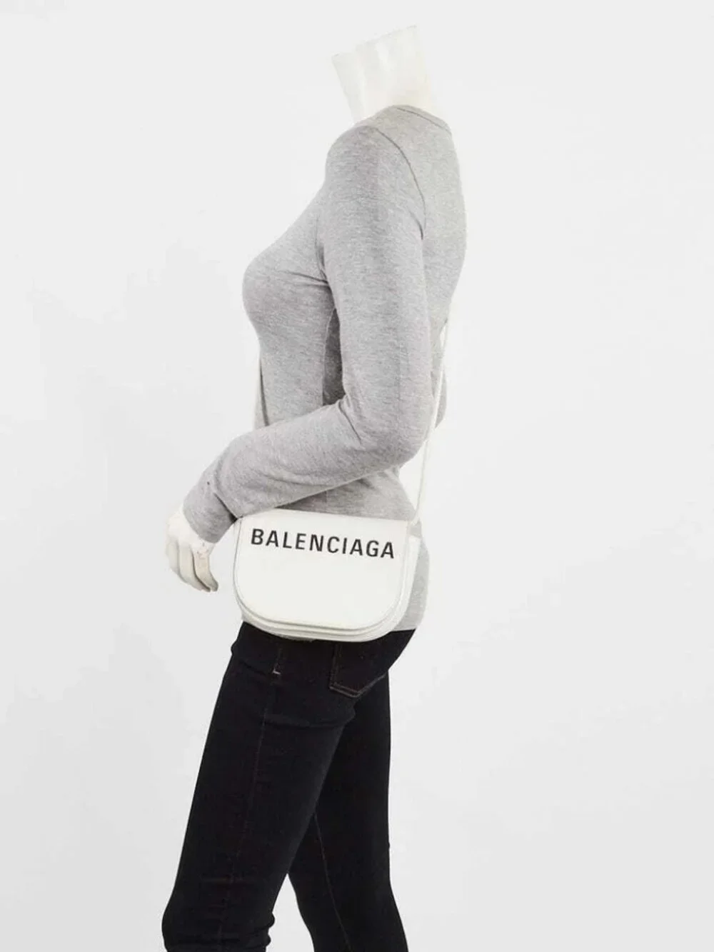 Balenciaga White Grained Leather Ville Day S Crossbody Flap Bag - Picture 2 of 8
